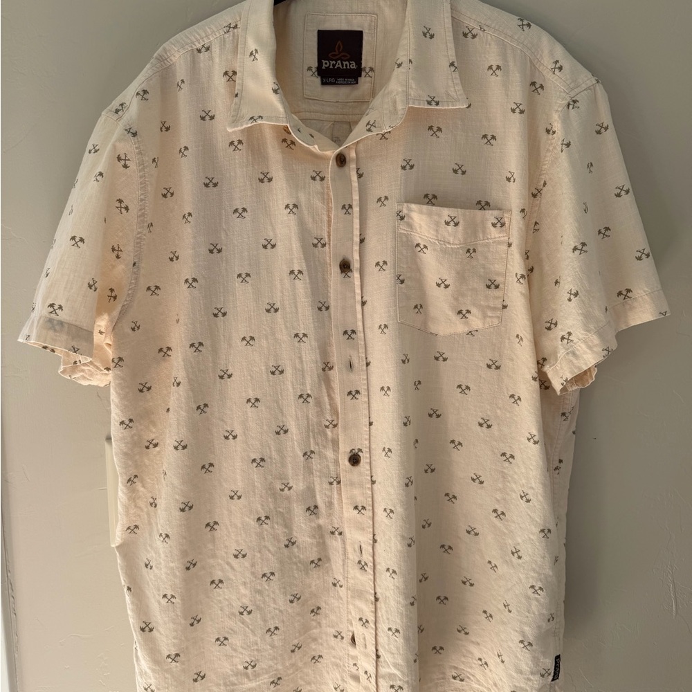 Prana Beige Patterned Men's Shirt